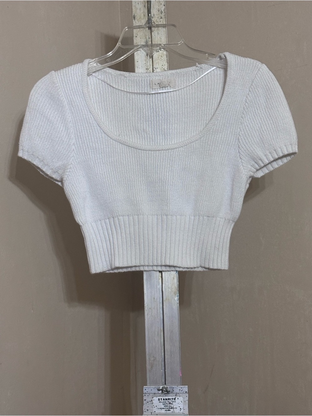 LA Hearts PacSun White Knit Crop Top Ribbed Scoop Neck Short Sleeve Size S